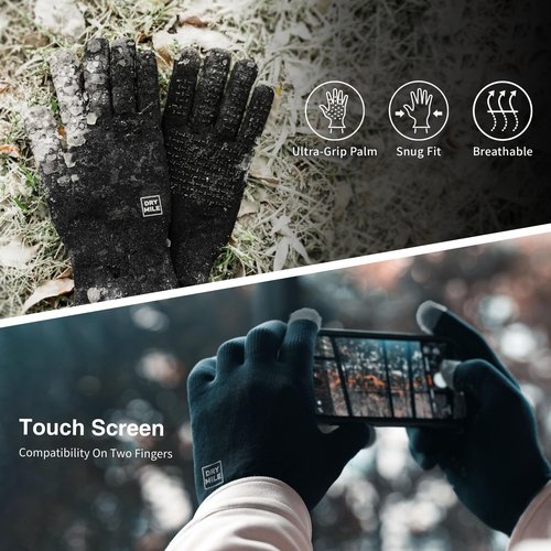 DRYMILE Alpine Waterproof Dexterity Gloves –Thermal Fleece Gloves for Men & Women – Touchscreen & Non-Slip Grip – Hiking, Skiing, Cycling, Fishing & Hunting – Large, Black