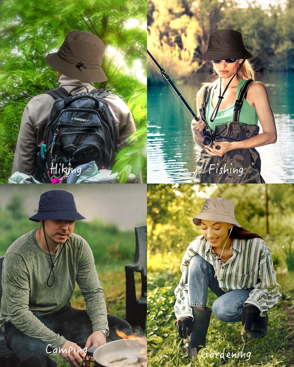 TILUYAMO Waterproof Bucket Hat Rain Hat for Women Men UV Protection Packable Sun Hat Fishing Hiking (Beige)