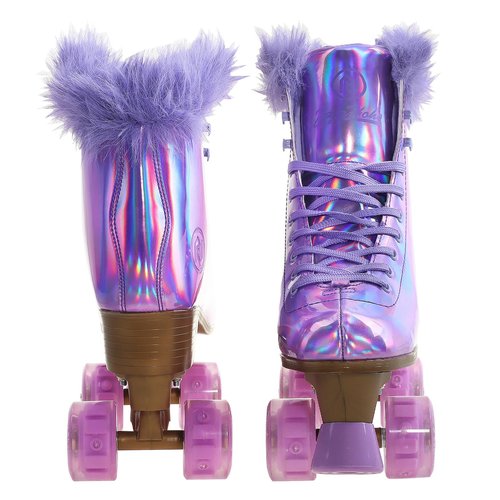 JajaHoho Roller Skates for Women, Holographic High Top Classic Rollerskates, Shiny Double-Row Purple Four Wheels Quad Skates for Girls Indoor & Outdoor (Lilac, Size 9)