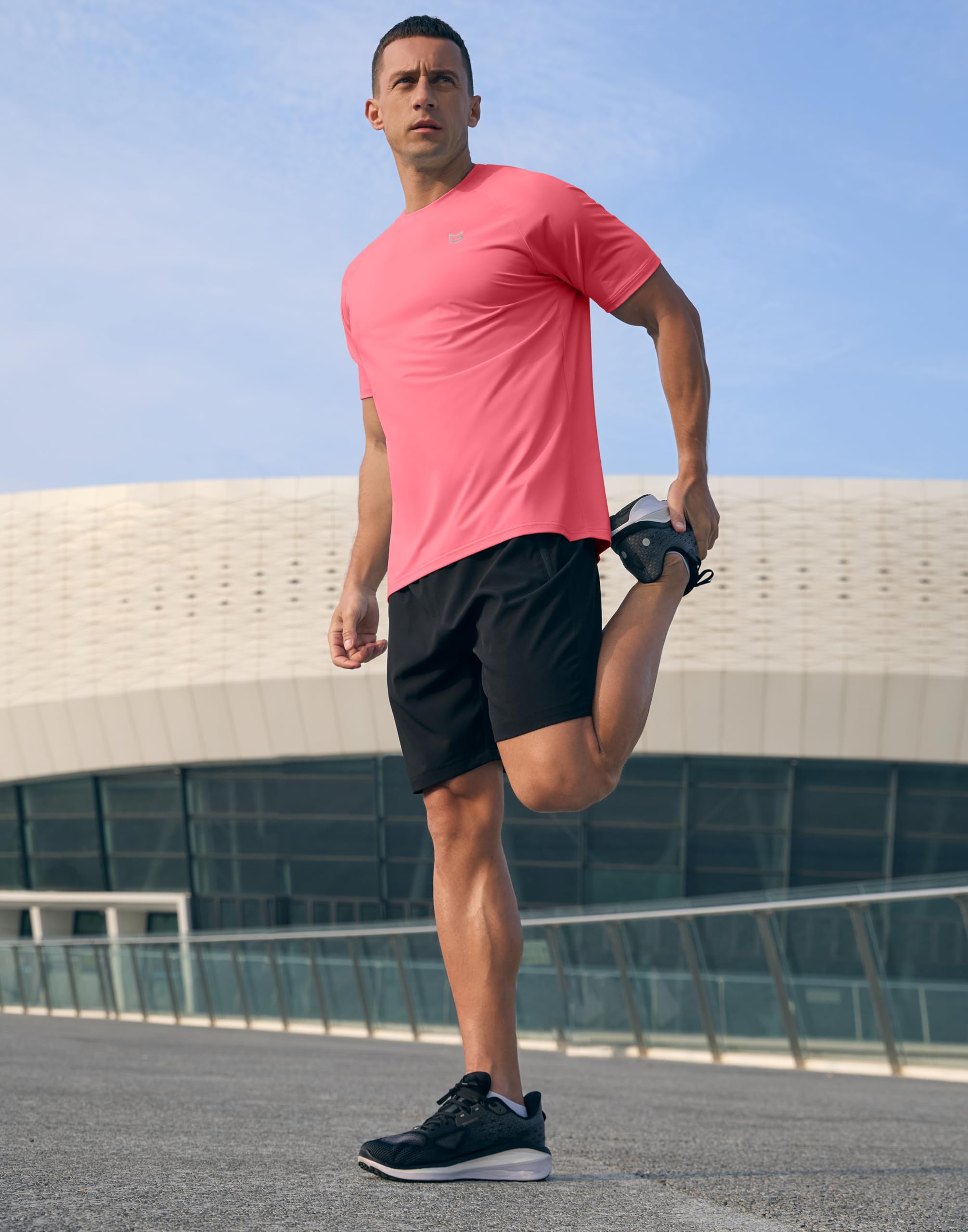 G Gradual Men's Athletic Workout T-Shirts Moisture Wicking Cooling Running Shirts Short Sleeve Performance Tee for Gym Tennis(Pink,XL)