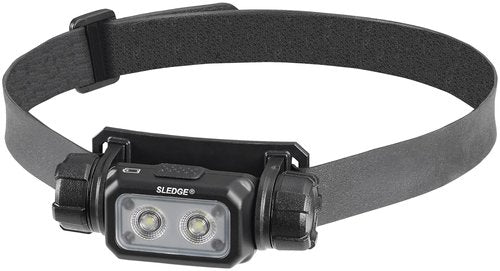 Streamlight 89019 Sledge 1000-Lumen Max 600-Lumen Standard 1800-Candela Rechargeable Low-Profile LED Headlamp with Elastic and Rubber Hard Hat Straps, Black