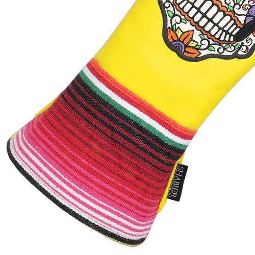SHABIER Rose Embroidery Design Golf Headcover Sugar with Skull Design for Golf Club (Yellow, Driver)