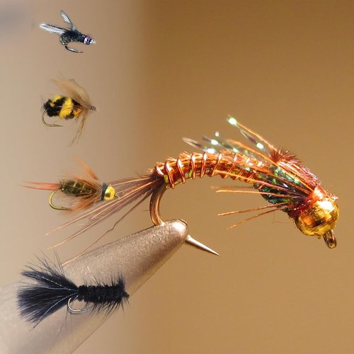 Fly Fishing Flies Assortment Kit - 100PCS Tenkara Dry/Wet Flies with Box for Trout, Salmon & Bass