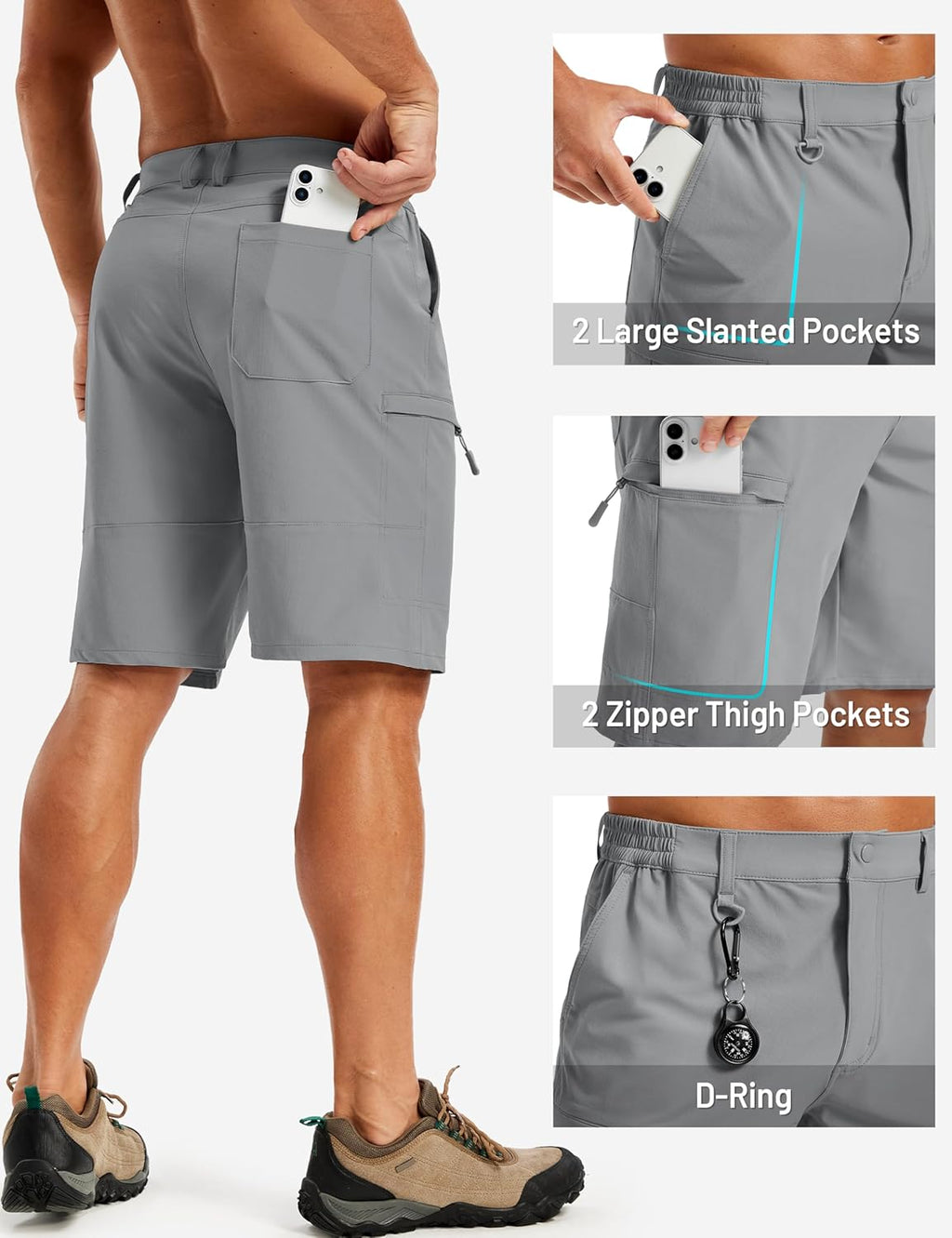 TACVASEN Men's Hiking Cargo Shorts - Quick Dry Lightweight Tactical Shorts with Multi Pockets for Outdoor Activities