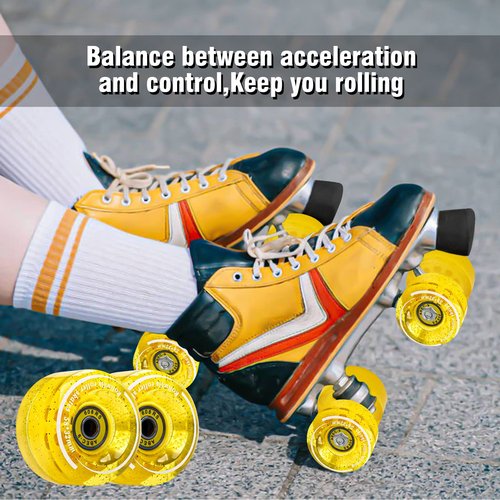 8 Pack 32 x 58mm 82A Roller Skate Wheels with Bearing for Indoor or Outdoor, Rolitwils Quad Roller Skate Wheels with Multi-Function Portable Skateboard Accessories T Tool for Double Row Skating