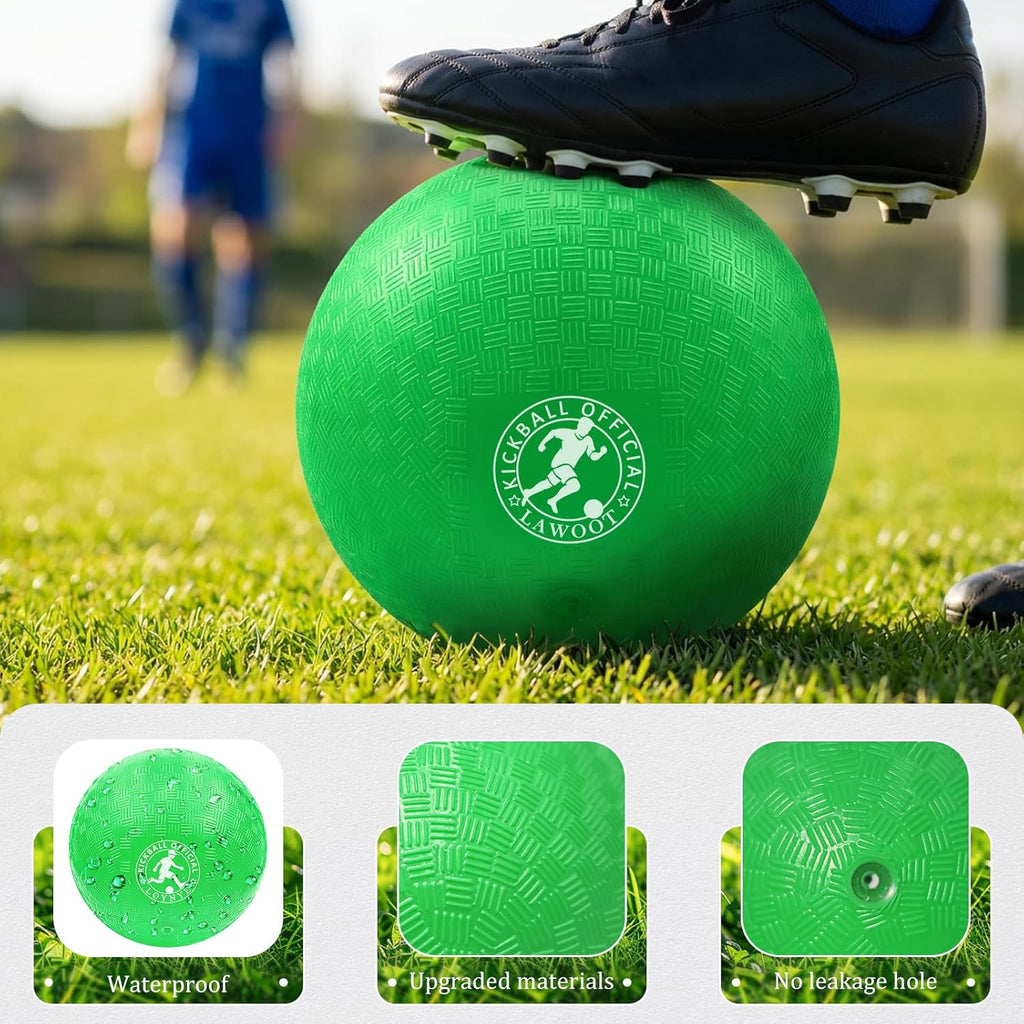 Skiennix Kickball Set - 10 Inch Playground Balls for Kids | Pack of 3 with Pump for Indoor/Outdoor Fun