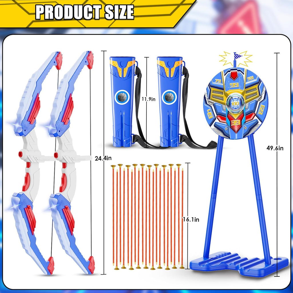 Skiennix Kids Bow and Arrow Set - LED Light-Up Archery Toy with Suction Cup Arrows & Quiver | Indoor & Outdoor Fun for Ages 4-12