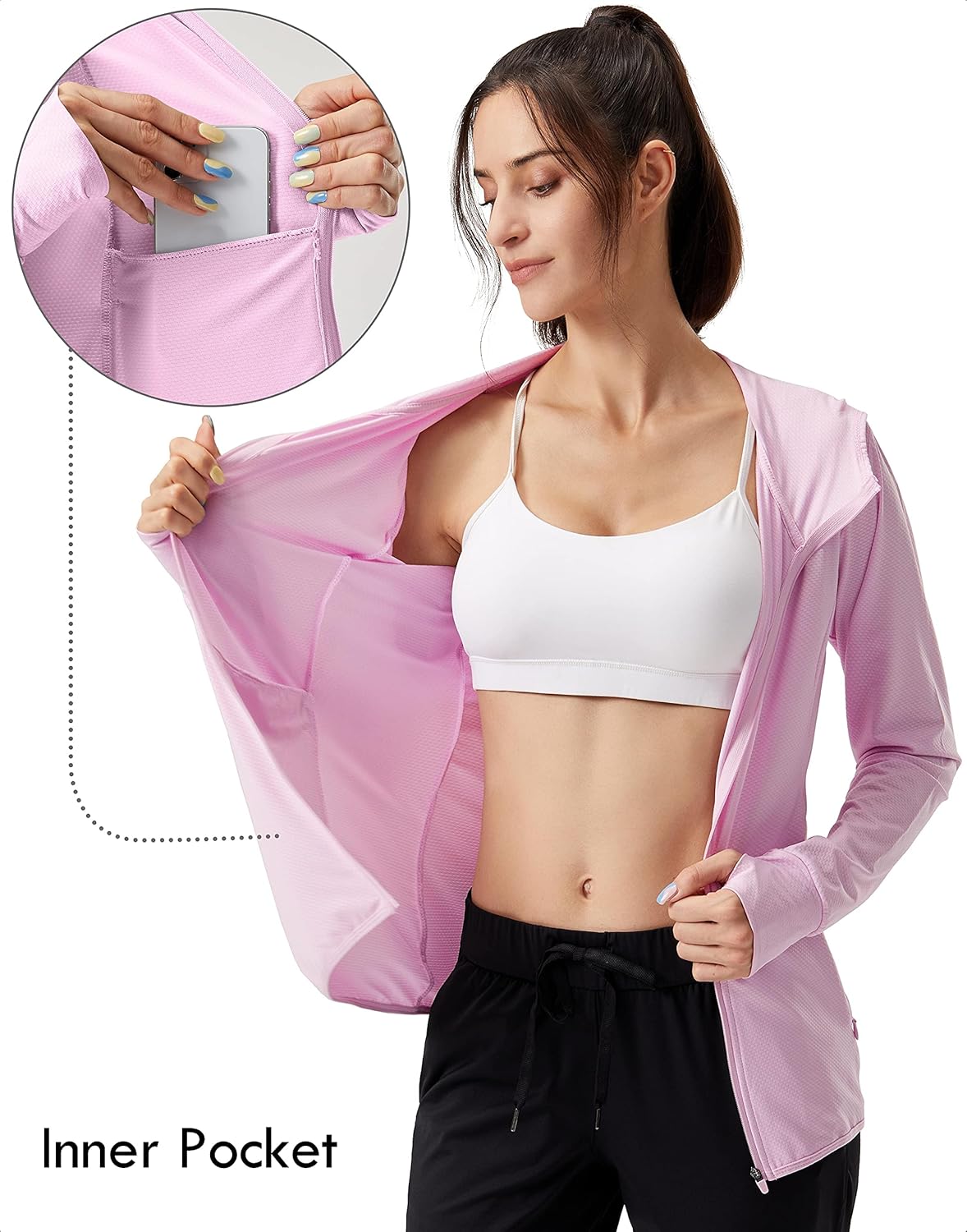 Soothfeel Women's Sun Protection Hoodie Jacket - UPF 50+ Lightweight Long Sleeve with Pocket for Hiking