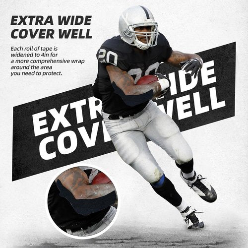 OK TAPE Turf Tape Football, Extra Wide Turf Tape for Turf Burn, Black Kinesiology Tape Waterproof, Durable and Super Sticky, 4in x 21ft (4in x 15.75in/16pcs)