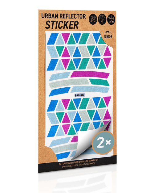 Borgen Bike Stickers - Reflective Stickers Set of 2 - for Bike, Rims, Helmet - Reflective Sticker Set for Darkness, School - Reflectors
