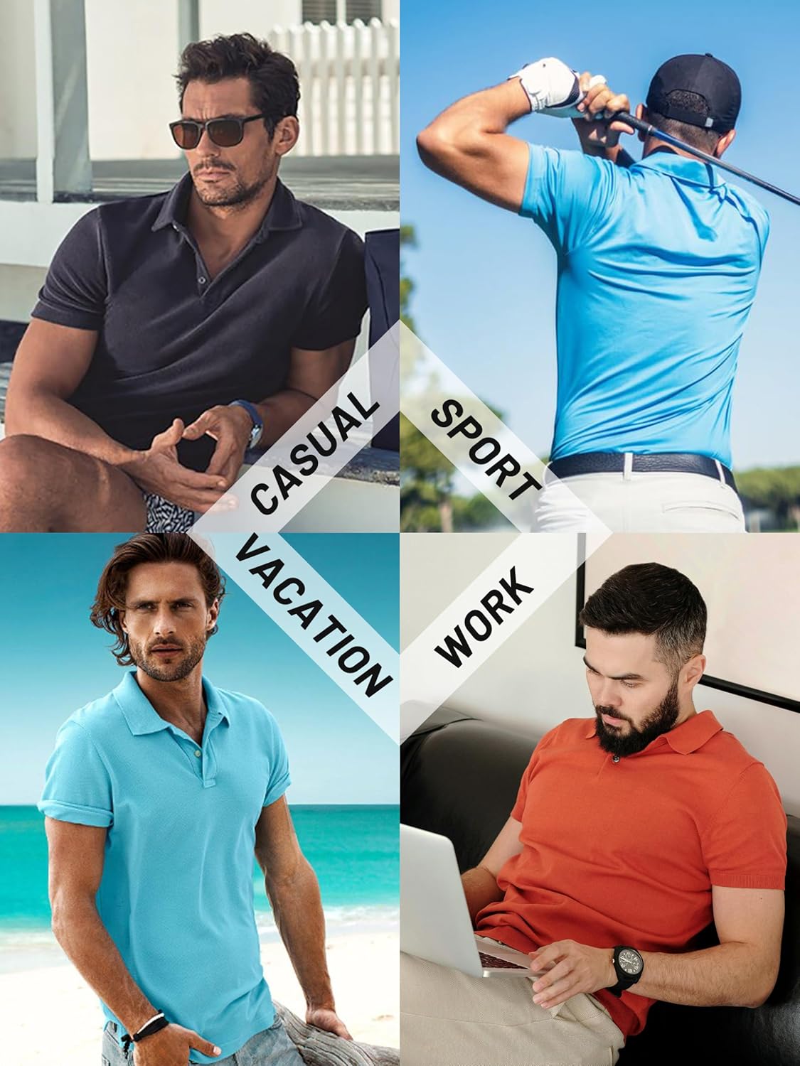 TACVASEN Men's Quick-Dry Golf Polo Shirt - Moisture-Wicking & Breathable Casual Wear