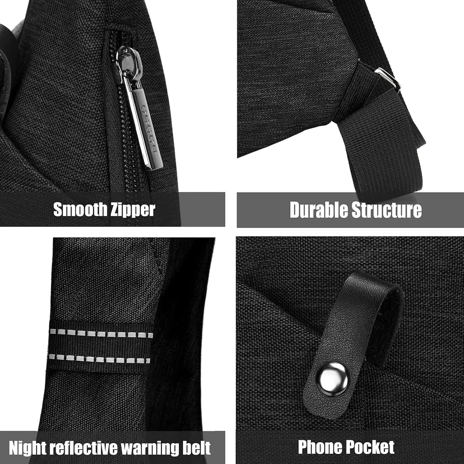 OSOCE Lightweight Sling Bag - Anti-Theft Crossbody for Men & Women | Large Black Travel & Hiking Bag