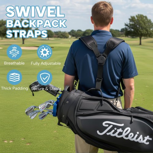Aliennana Golf Bag Shoulder Strap, Universal Golf Bag Strap Replacement Double Shoulder Adjustable Strap Padded Golf Bag Carry Strap