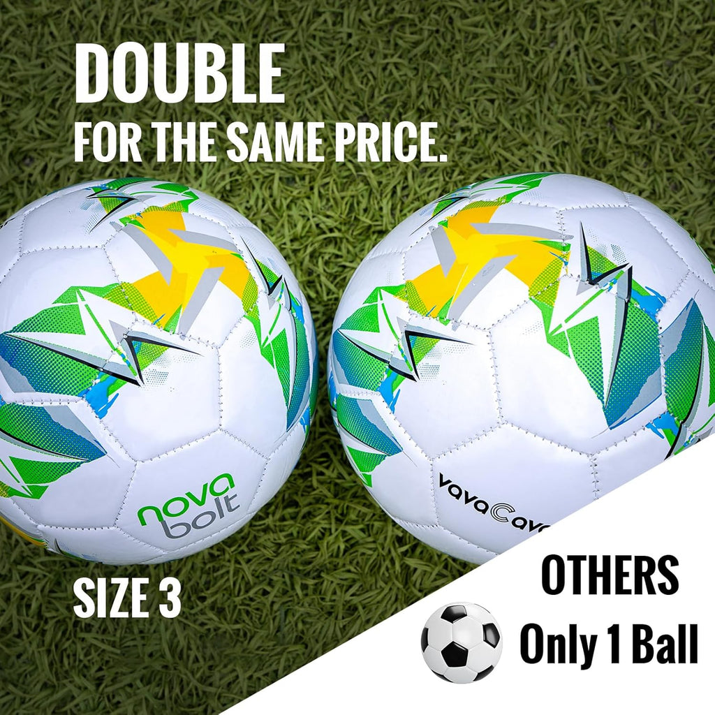 VavaCava Portable Soccer Goals Set - 4'x3' with 2 Nets, Balls, Cones & Pump for Kids Outdoor Fun