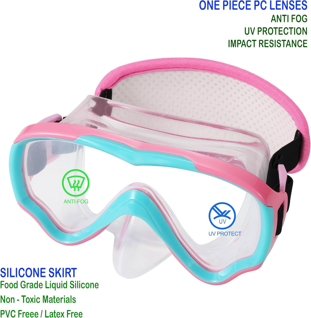 Skiennix Swim Goggles for Kids 6-14 | No Tangle Strap & Nose Cover for Youth Diving