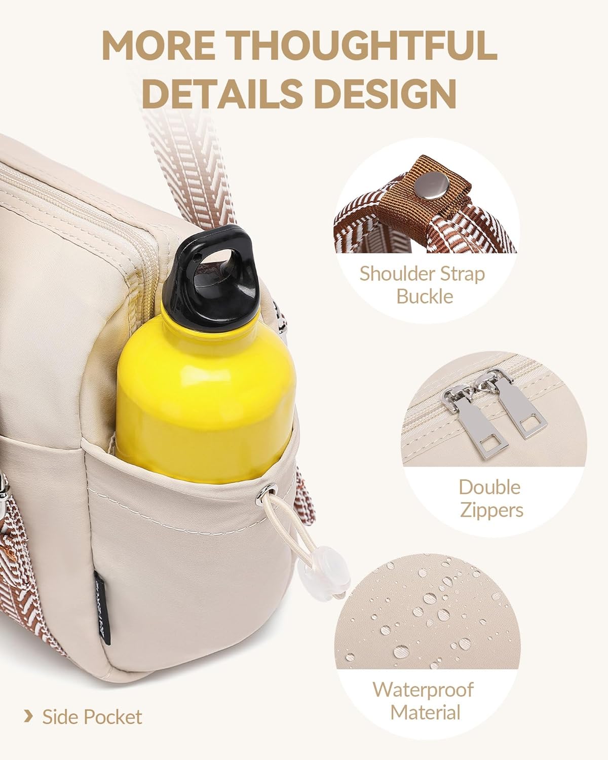 Skiennix Small Gym Bag - Lightweight Waterproof Mini Duffle with Wet Compartment | Beige