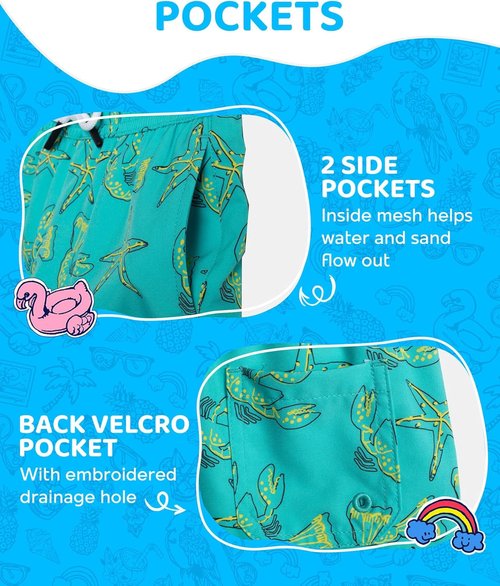 Maamgic Boys Swim Trunks - Quick Dry Compression Liner Bathing Suit | 4-Way Stretch Toddler Shorts