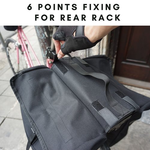 Vincita Double Bike Pannier Bag – 12L Top Load Rear Rack Saddlebags – Water-Resistant Commuter Carrier with Rain Cover, Rigid Back & Reflective Trim – Fits Road, Hybrid & E-Bikes (Black/Gray)