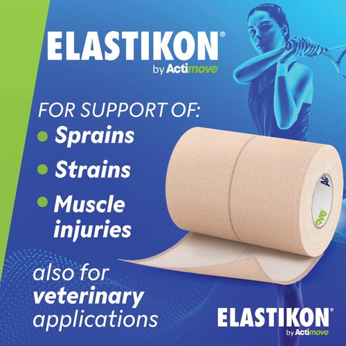 ELASTIKON by Actimove Elastic Athletic Tape - Provides Support for Sprains, Strains, Muscle Injuries - for Sport and Veterinary Applications - 1 in x 2.5 yd, 12 Rolls