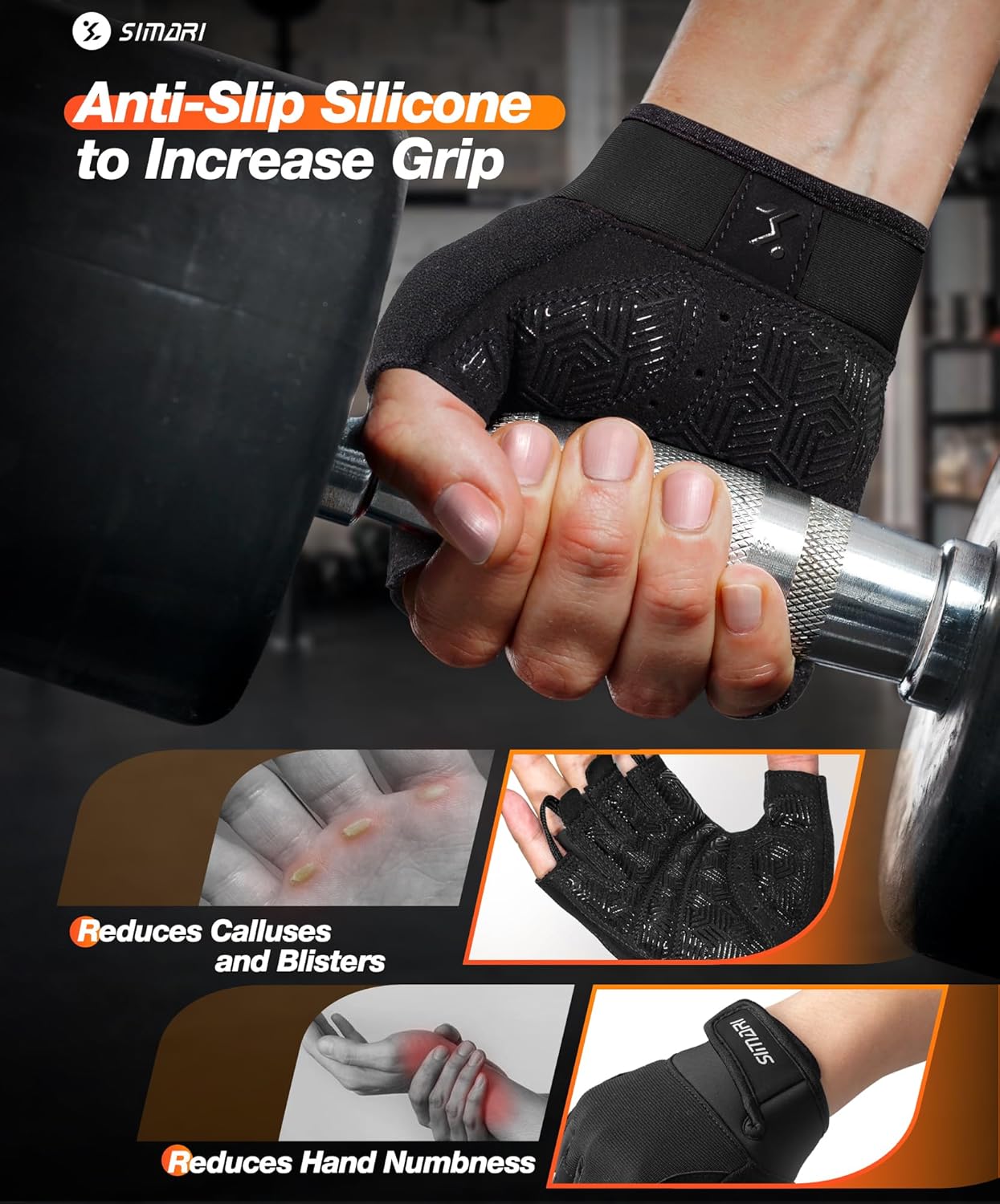 SIMARI Workout Gloves - Breathable Weight Lifting Gloves with Full Palm Protection | Black & Pink Sizes Available