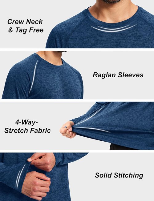 MAGCOMSEN Men's Long Sleeve Shirts - UPF 50+ Sun Protection | Dry Fit Athletic Fishing & Hiking Gear