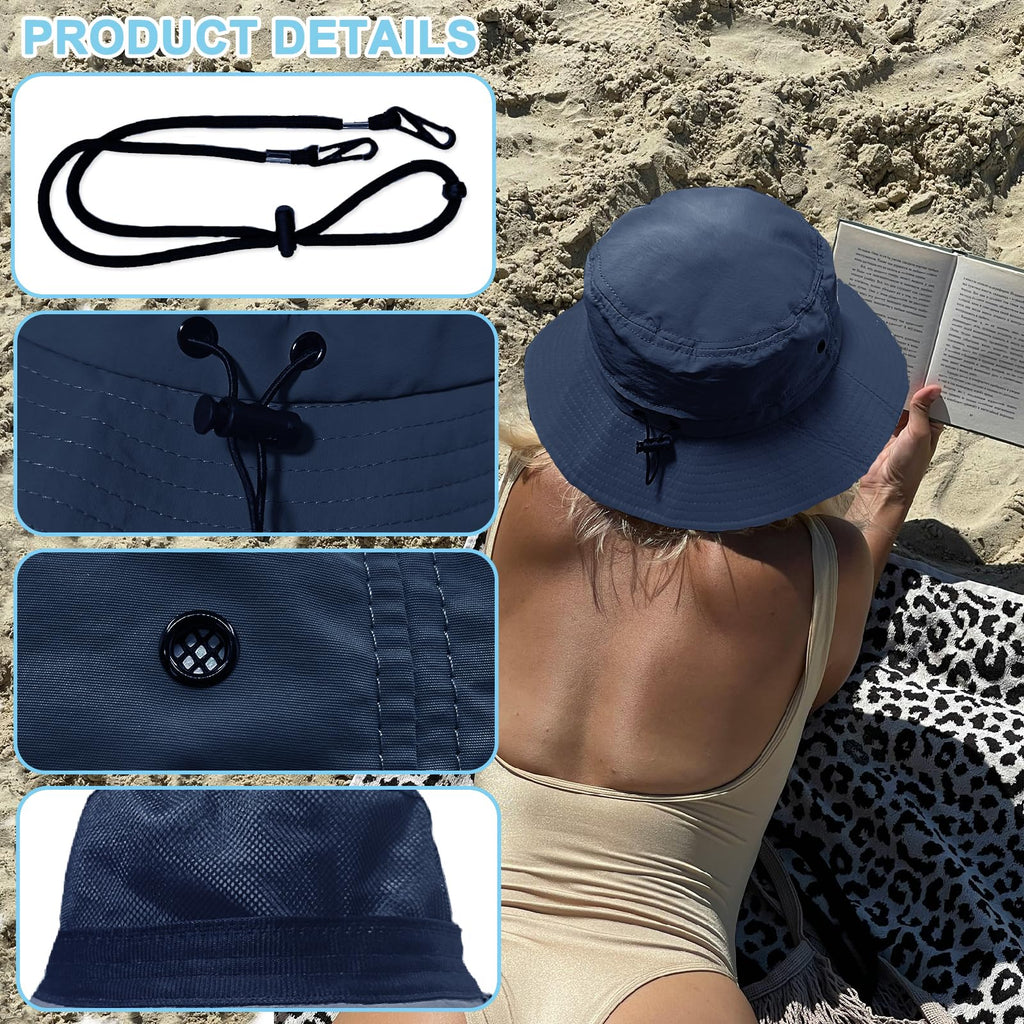 lifwimner Bucket Hats for Women Men Packable Sun Hat Quick Dry Mesh Breathable UV Protection Boonie for Fishing Hiking Beach Safari(Navy)