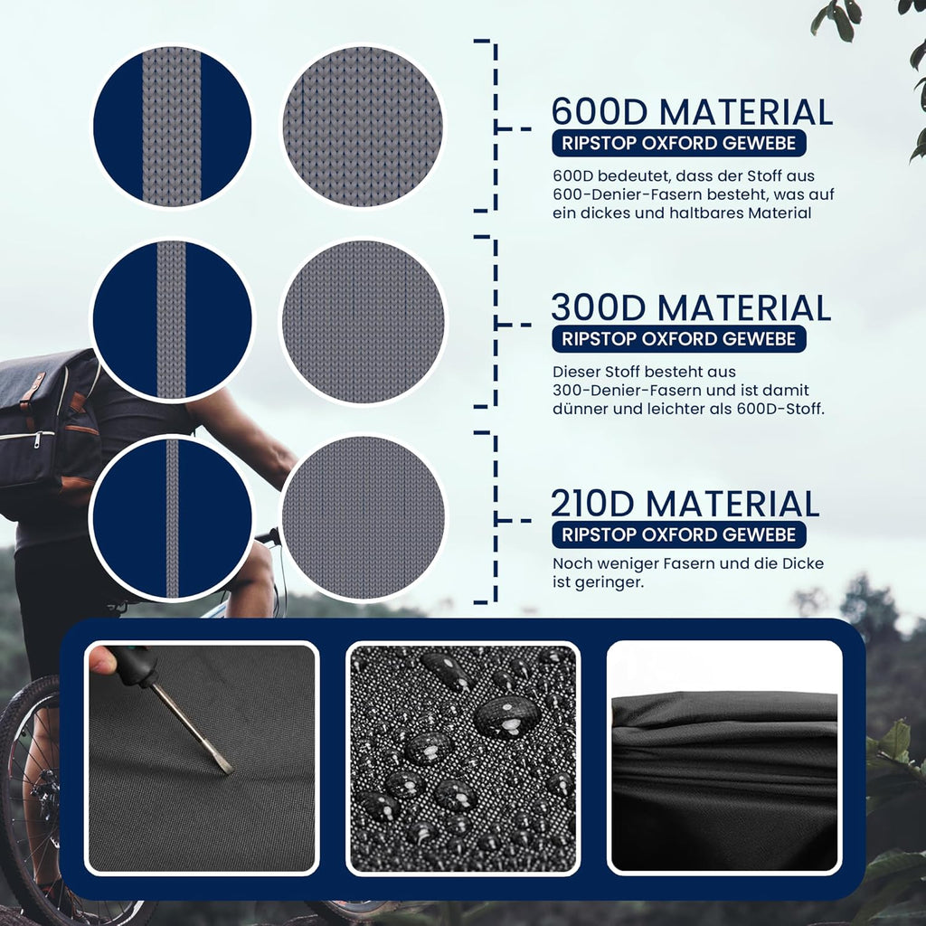 TeamObsidian Bike Cover - Waterproof Outdoor Storage & Travel Protection for 1-3 Bikes - Heavy Duty 300D Oxford Material
