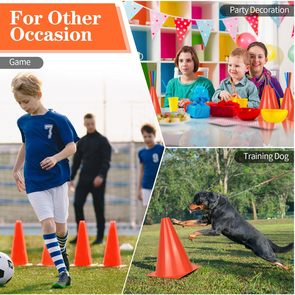 PXZBLG 24pcs Soccer Cones, 7 Inch Soccer Cones, Plastic Traffic Cones, Training Cones for Basketball Football Skating Drills Practice