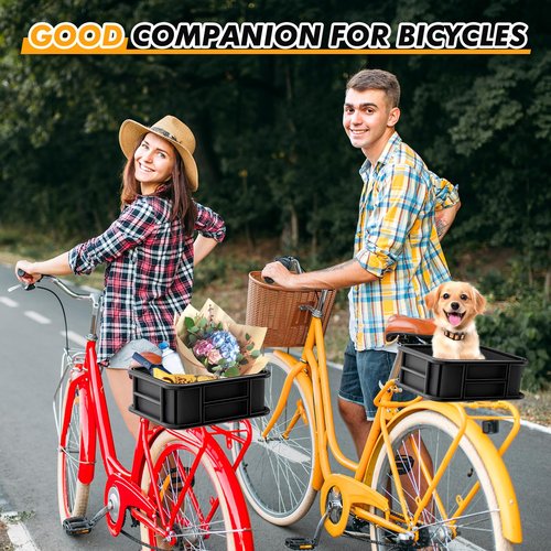 Bike Basket Rear with Cargo Net and Liner Large Bicycle Basket Electric Bicycle Basket Rear Ebike Large Rear Bike Basket Rack with Waterproof Cover Cargo Net