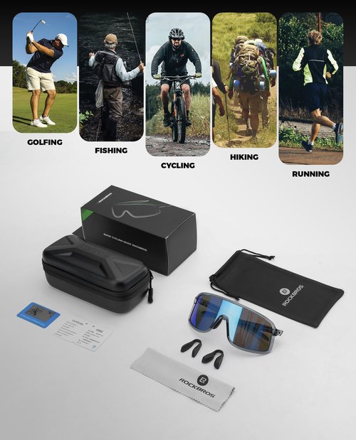 ROCKBROS Polarized Cycling Glasses Baseball Sunglasses for Men & Women, UV400 Sports Sunglasses