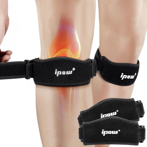 IPOW Knee Strap - Thickened Patella Support Brace for Pain Relief | Adjustable for Sports & Recovery