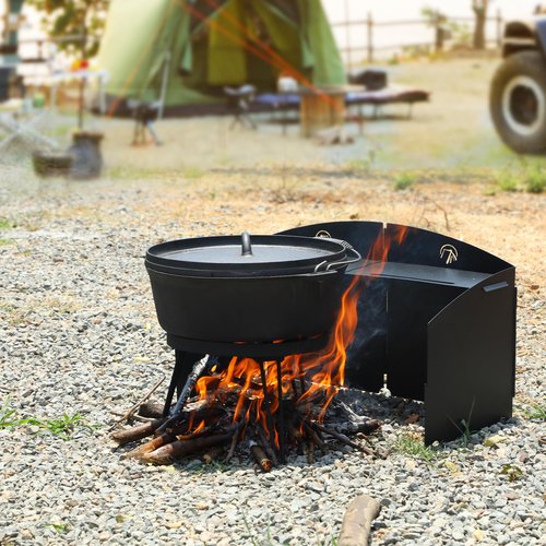 Lineslife Folding Campfire Tripod for Cooking, Portable Camping Tripod Stand for Solo Stove Bonfire Fire Pit, Dutch Oven, Open Fire, Iron Black