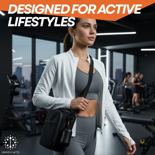 INNOVIATO Magnetic Bag for Gym with Strap and Microfiber Sport Towel for Men and Women – Magnetic Gym Bag Water Bottle, Gift Set for Fitness and Travel