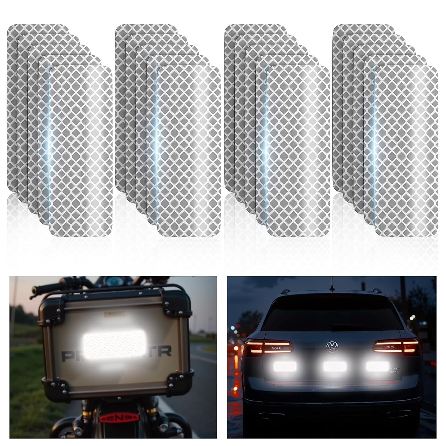 Super Reflection Reflective Stickers by 20 Pcs | Waterproof Safety Tape for Cars, Bikes & Helmets - 3.15" X 1.18"