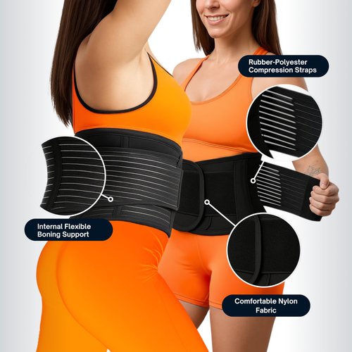 Velocity.Fitness Waist Trainer for Women – Adjustable Waist Cincher & Ab Trimmer Belt with Hook-and-Loop Straps | Tummy Control Body Shaper with Double Compression for Core & Back Support Black