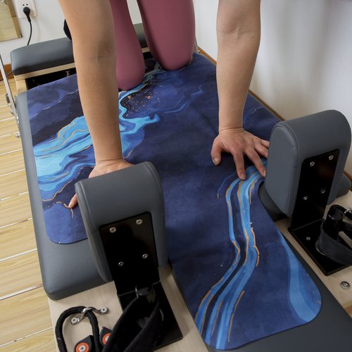 Echome Pilates Reformer Mat towel with shoulders, Pilates Reformer Cover with Great Grip, Easy to Wash Light Weight Portable (Sea Blue)
