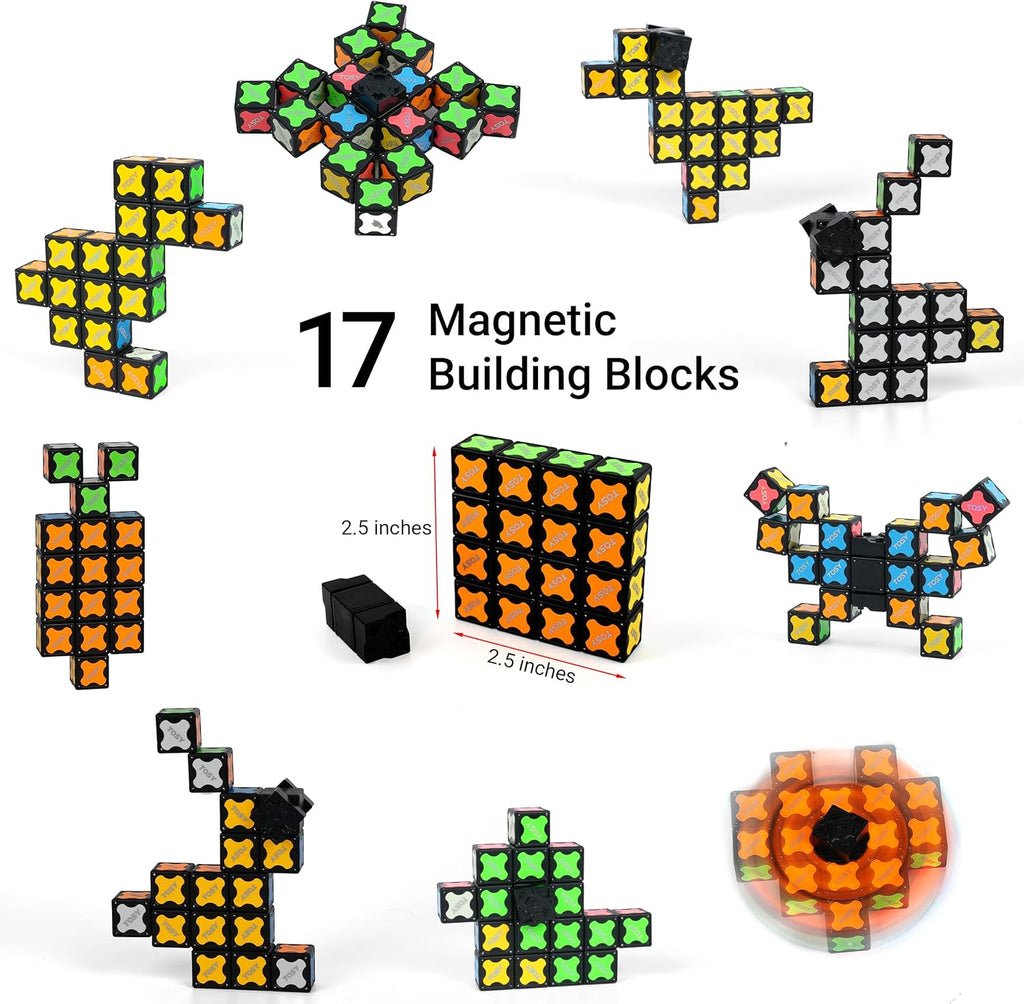TOSY Magnet Fidget Spinner - Glow-in-the-Dark 3-in-1 Transformable Toy | Infinity Cube & Puzzle for Stress Relief