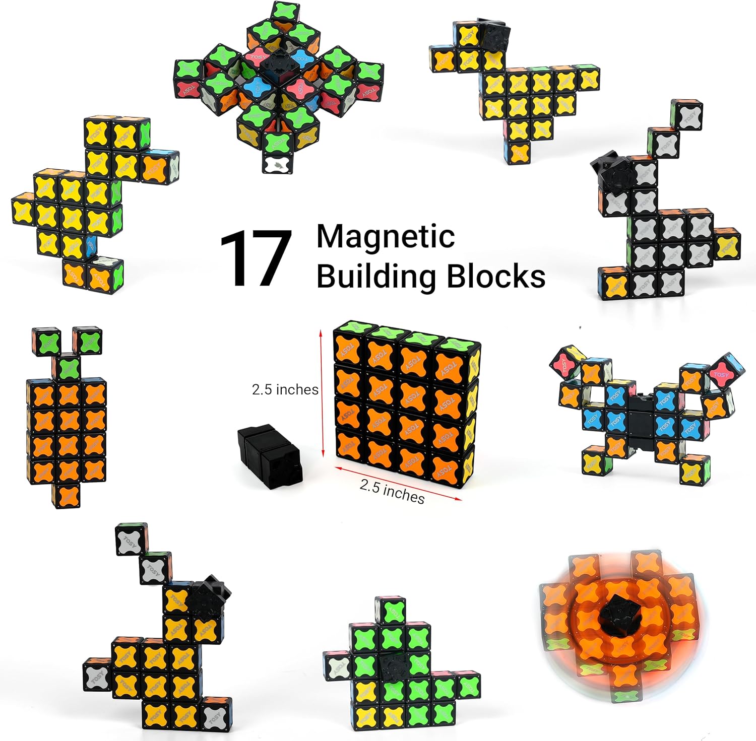 TOSY Magnet Fidget Spinner - Glow-in-the-Dark 3-in-1 Transformable Toy | Infinity Cube & Puzzle for Stress Relief