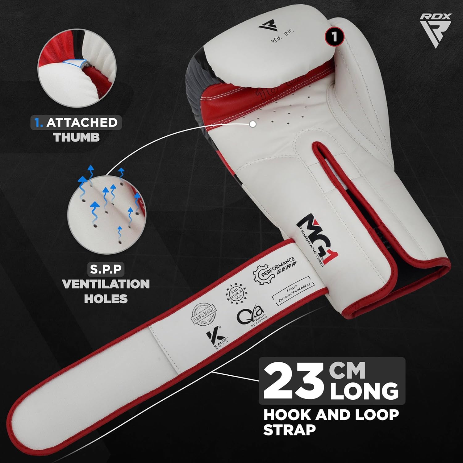 RDX Boxing Gloves EGO - Maya Hide Leather Sparring & Training Mitts | Ventilated Design, 8-16 oz