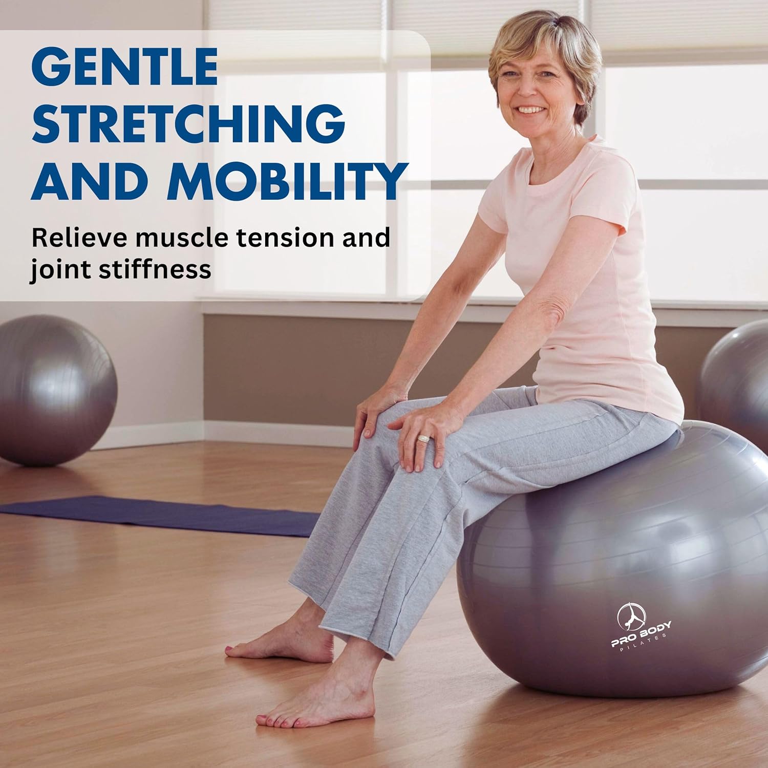ProBody Pilates Yoga Ball - Exercise Balls, Various Sizes, for Stability, Pregnancy, Workout & Physical Therapy