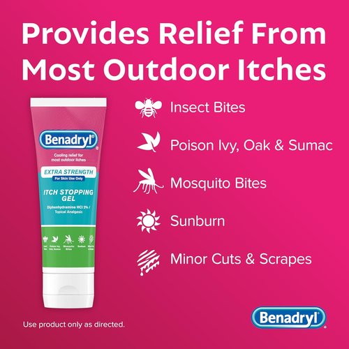 Benadryl Extra Strength Anti-Itch Relief Gel - 2% Diphenhydramine HCl for Insect Bites & Sunburn | 3.5 fl oz