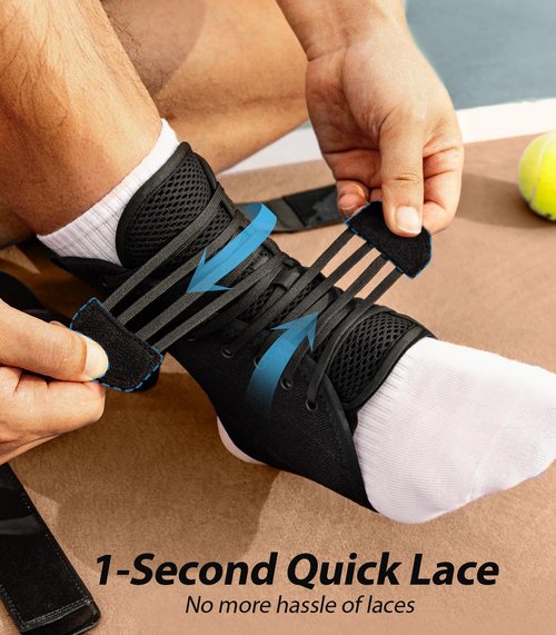 ZOELION Quick Lace Up Ankle Brace with Side Stabilizing Pads, Slim Fit Ankle Support Brace, Adjustable & Breathable Ankle Support for Men Women, Ankle Stabilizer for Sprain,Injury Recovery,Sports,M