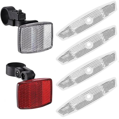 VICDUEKG 6 Pcs Bicycle Reflectors Front and Rear Kit Bike Wheel Spoke Reflectors Accessories, Mountain Bike Safety Warning Reflectors for Night Cycling, Handlebar, Seatpost
