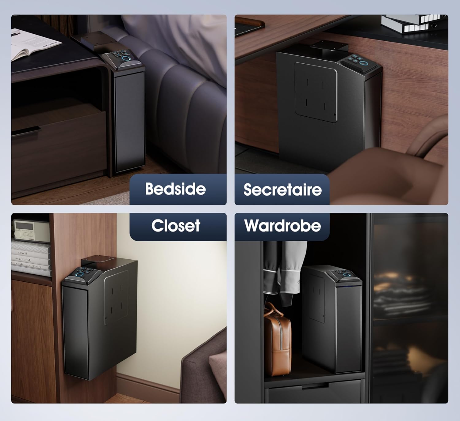 ORARAER Biometric Gun Safe - 4 Ways to Unlock with Fingerprint, Key & PIN Code | Compact Nightstand Pistol Lock Box