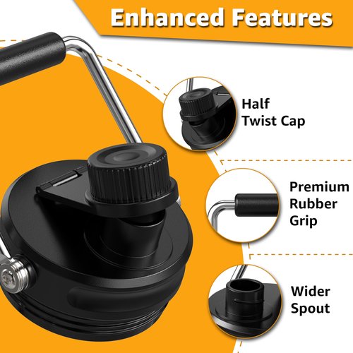 Jmoe USA Improved Jug Lid for RTIC Half Gallon and One Gallon Jugs | Replacement Lid With Upgraded Features, Better Cap, Rubber Grip, Thicker Steel, and Better Gasket | Made of BPA Free Plastic