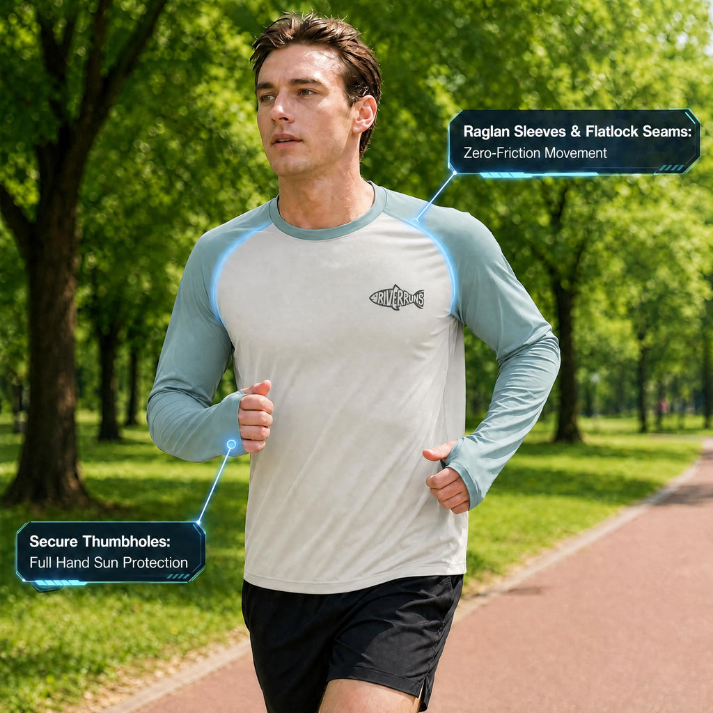 Riverruns Sun Protection Long Sleeve Shirts Rash Guard Shirts Ice-Cool Quick Dry Swim Shirt Fishing Sports Shirt, X-Large