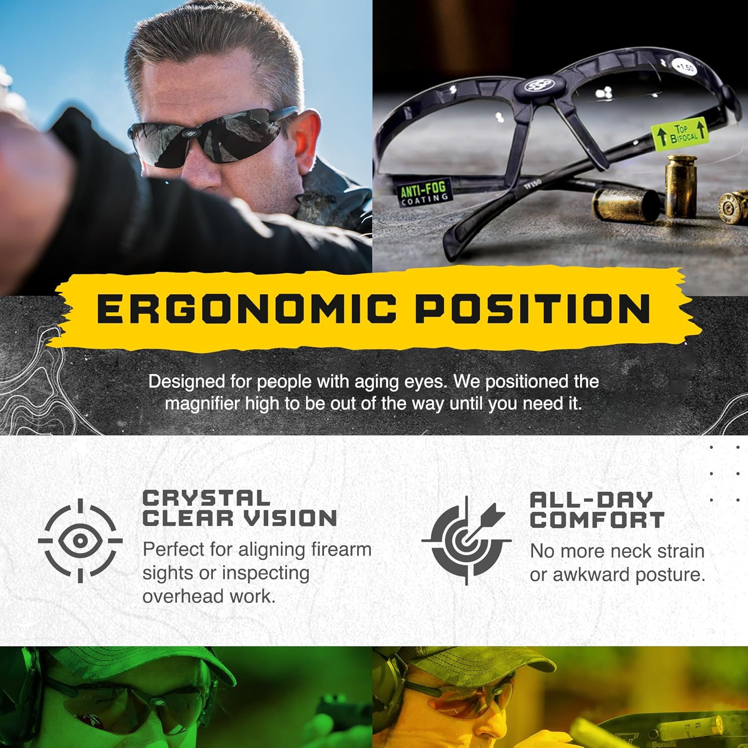 SSP Eyewear Tactical Safety Shooting Glasses - HD A-Eye NVR/Fog Lenses for Enhanced Vision