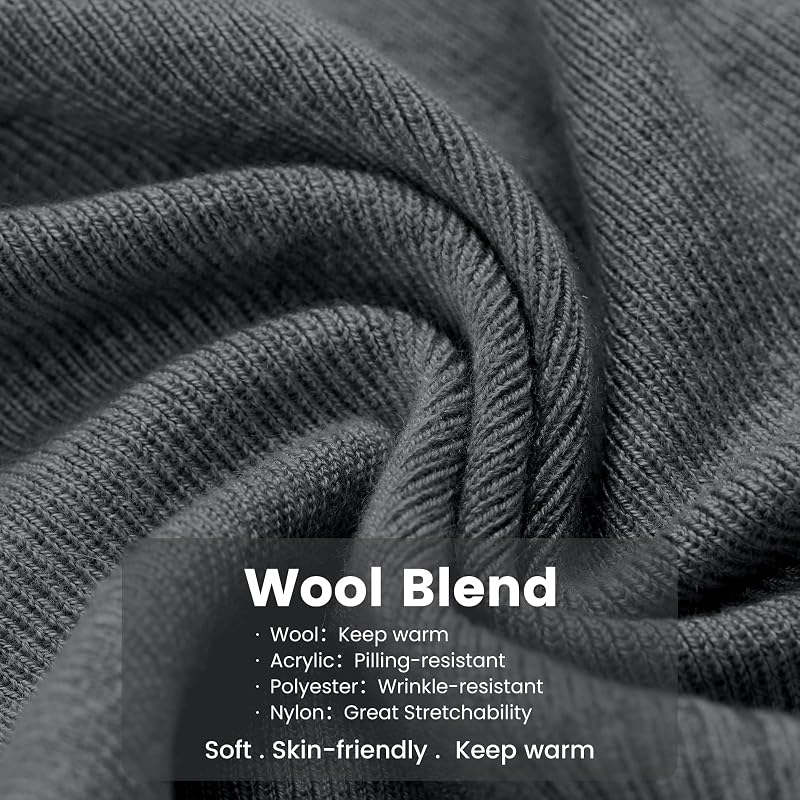 Wool Blend Beanie 2-Pack - Lightweight Slouchy Knit Hats, Black/Graphite