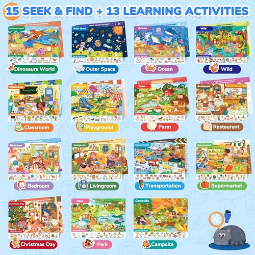 JoyCat Seek & Find Game Books - Engaging Preschool Learning Activity for Kids Ages 3-5 | Perfect Travel Toy for Road Trips and Airplanes