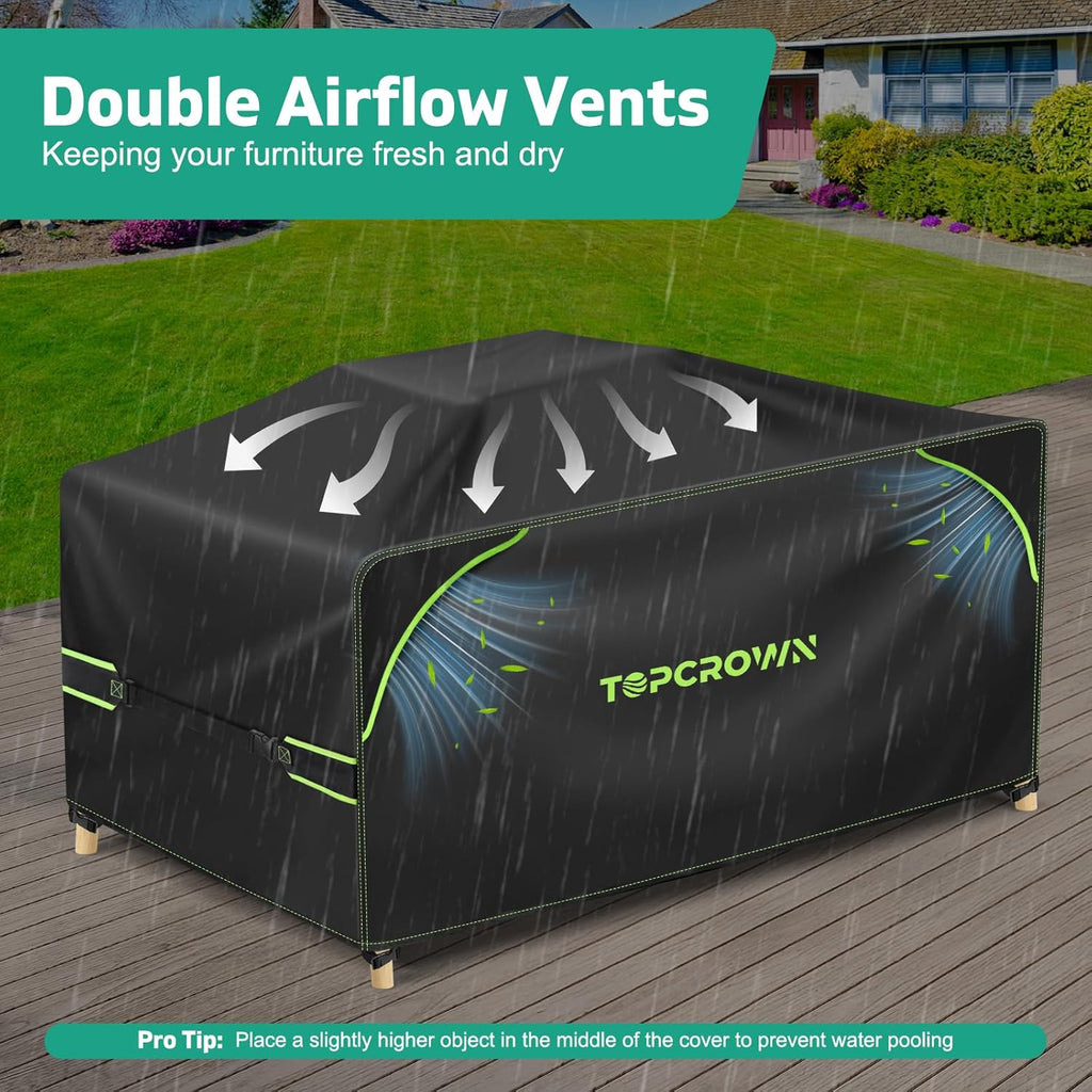 Topcrown Rectangular Patio Furniture Covers - Waterproof Anti-UV Oxford Fabric | 74"L x 47"W x 28"H, Black & Green